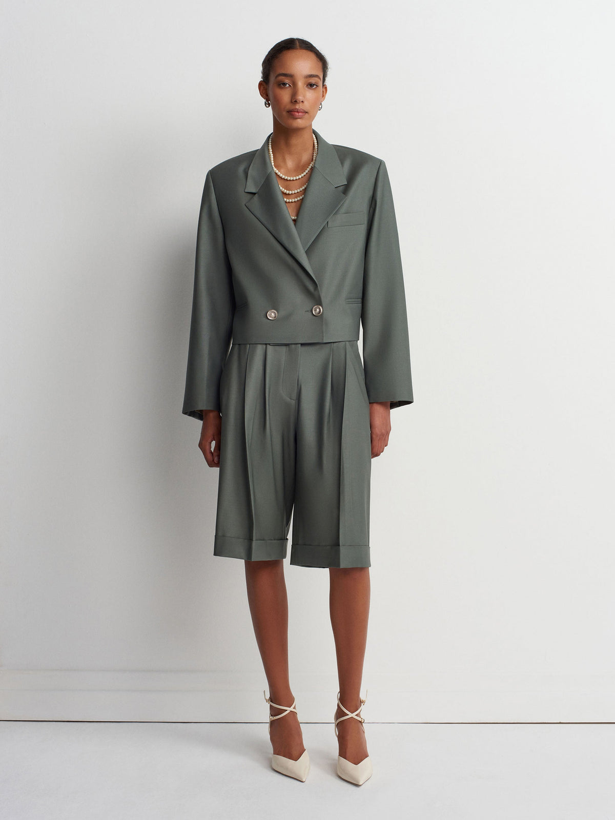 Guru Yeşil Crop Blazer