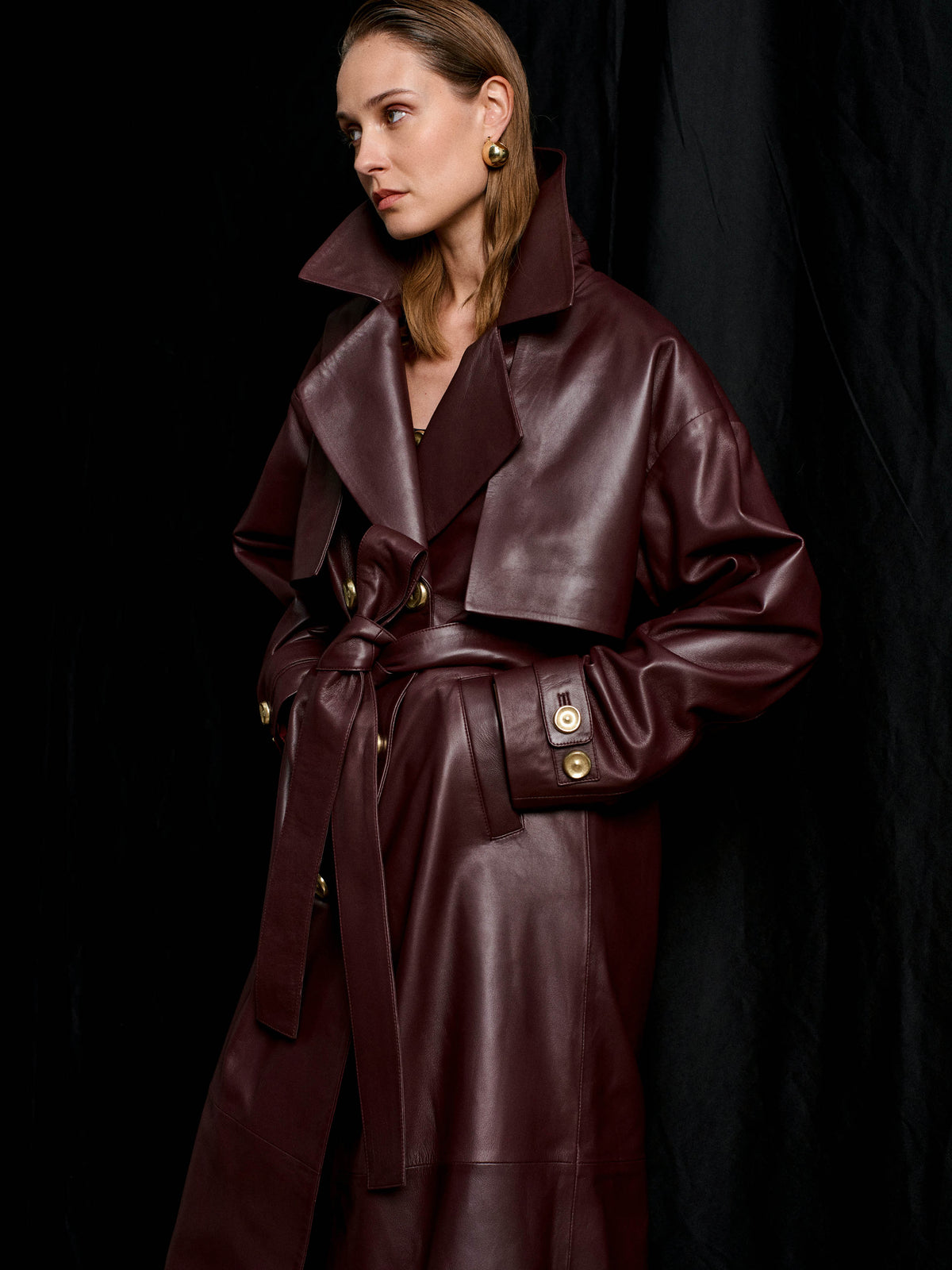 Journey Oversize Leather Trench Coat