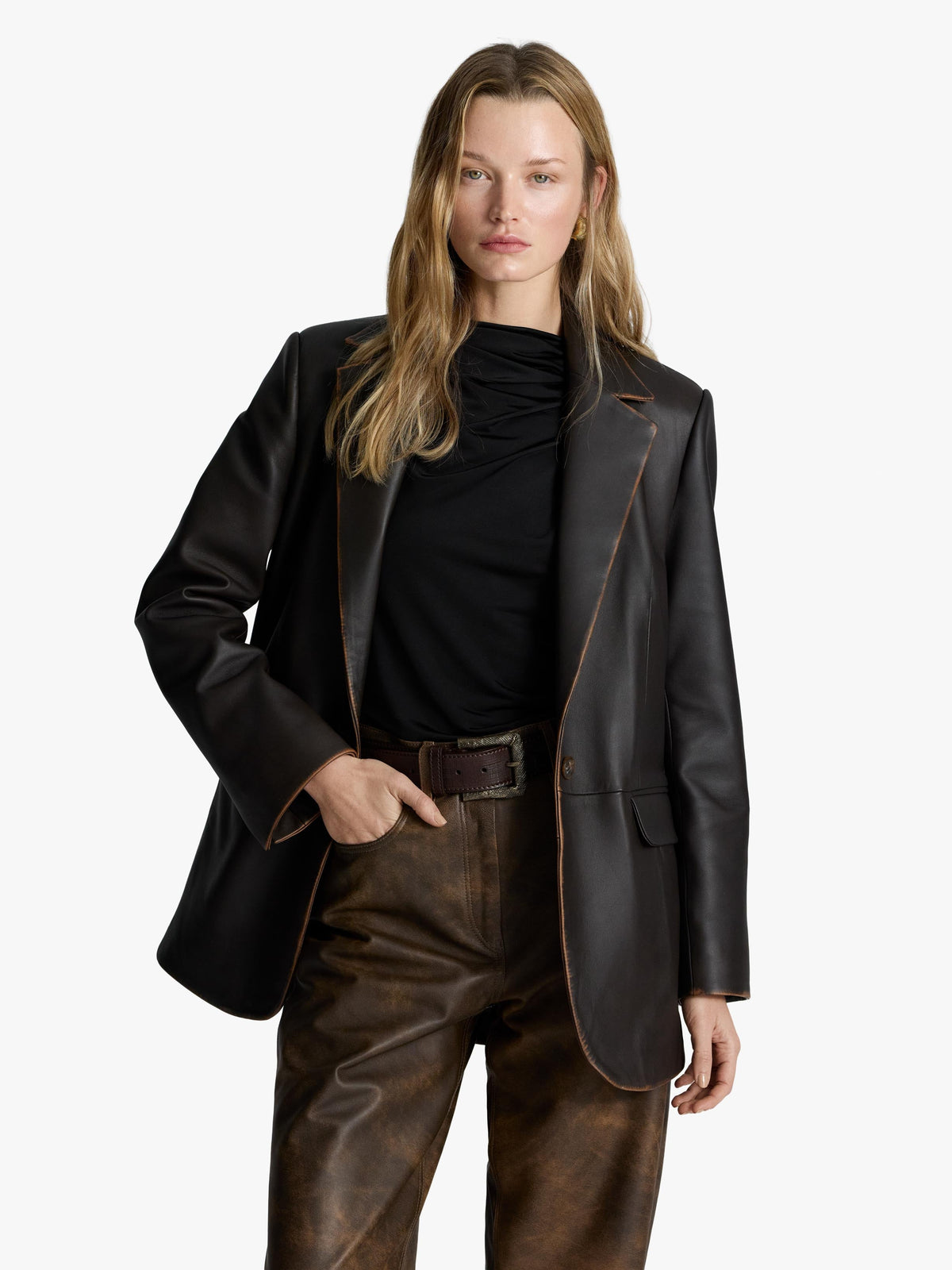 Lou Boyfriend Leather Blazer
