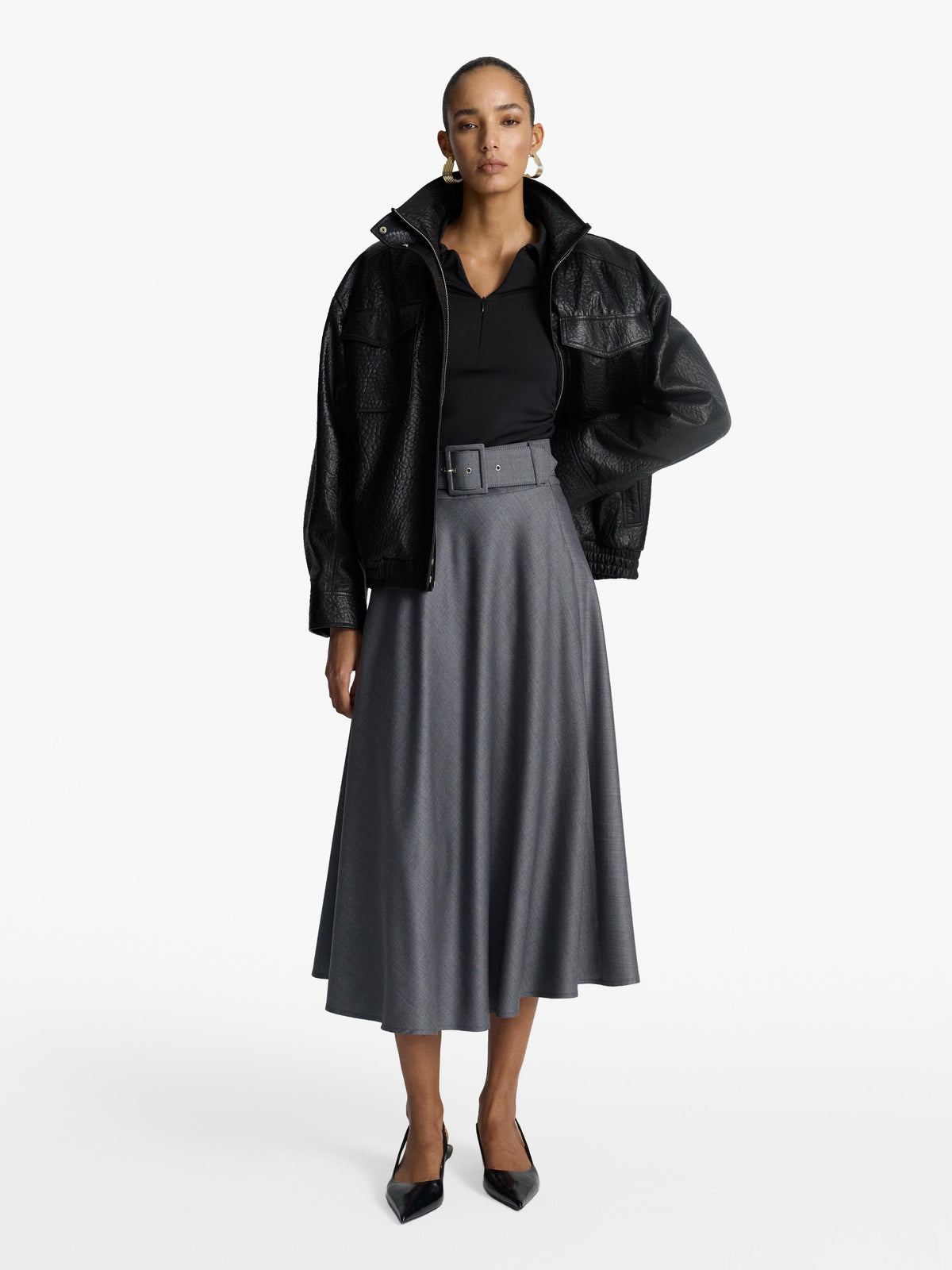 Zoe Leather Bomber Jacket
