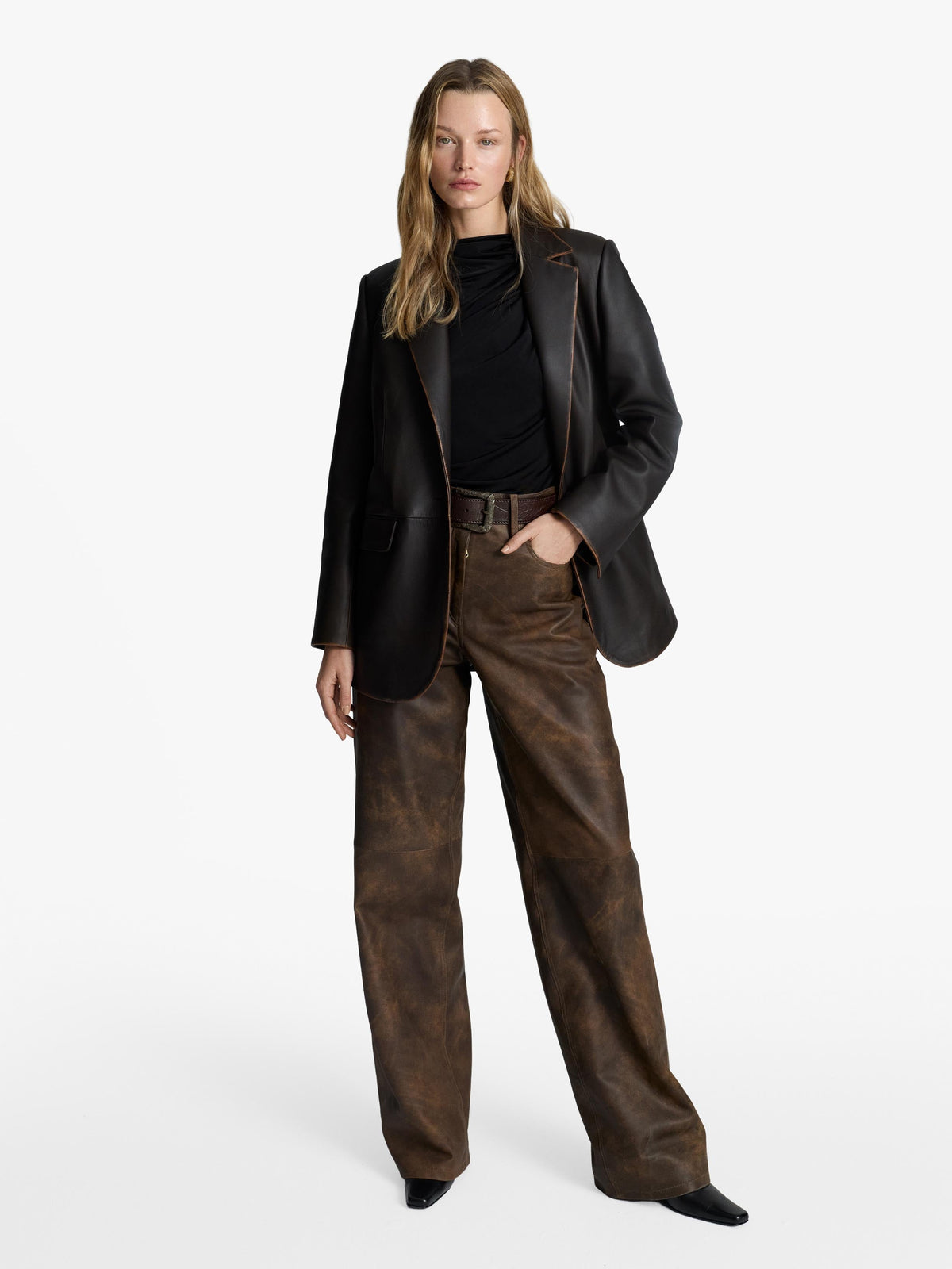 Lou Boyfriend Leather Blazer