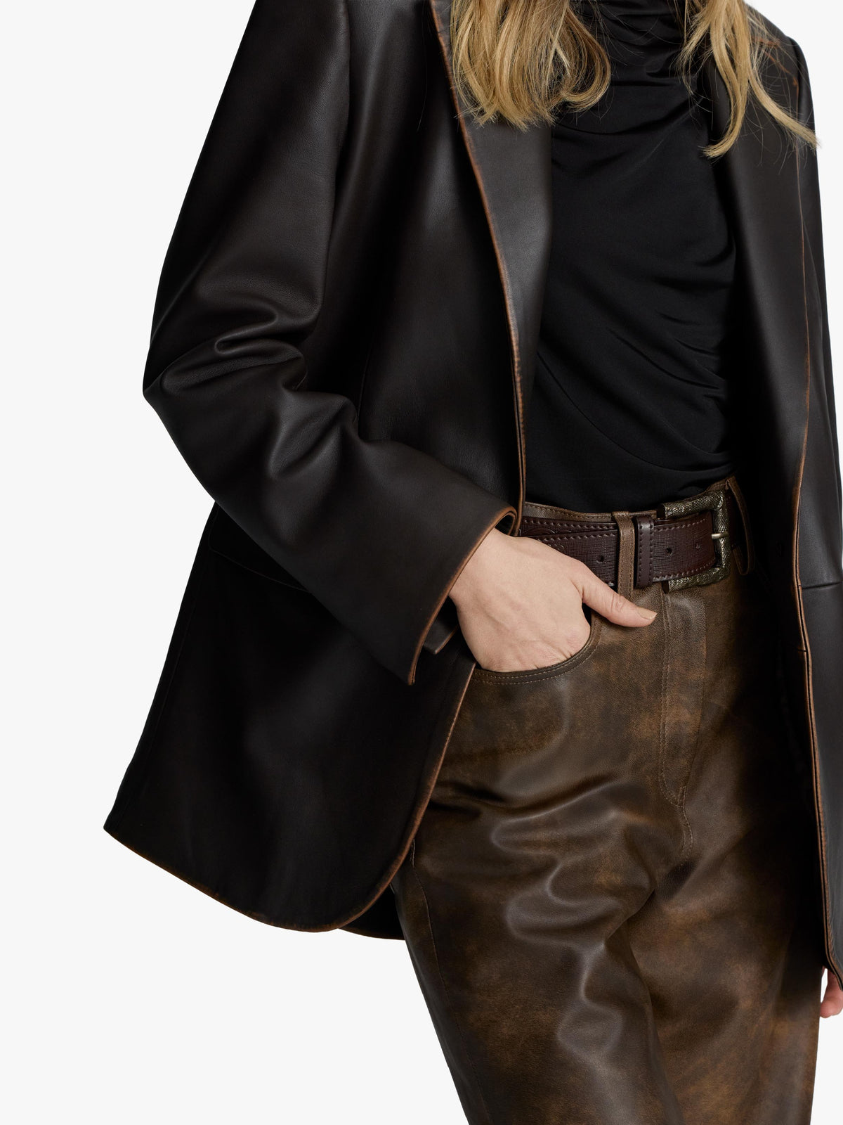 Lou Boyfriend Leather Blazer