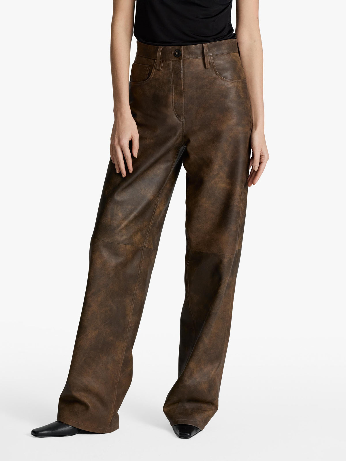 Root Washed Leather Pants